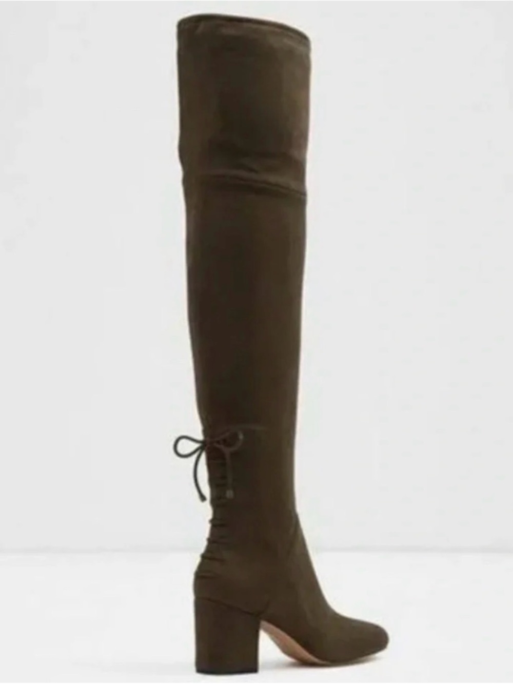New Aldo Adessi Over-the-Knee Block Heel Boot in Olive Army Green Size 9